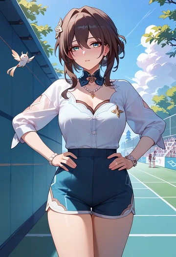 star rail,ruan mei,tennis polo,skort  - AI generated anime art